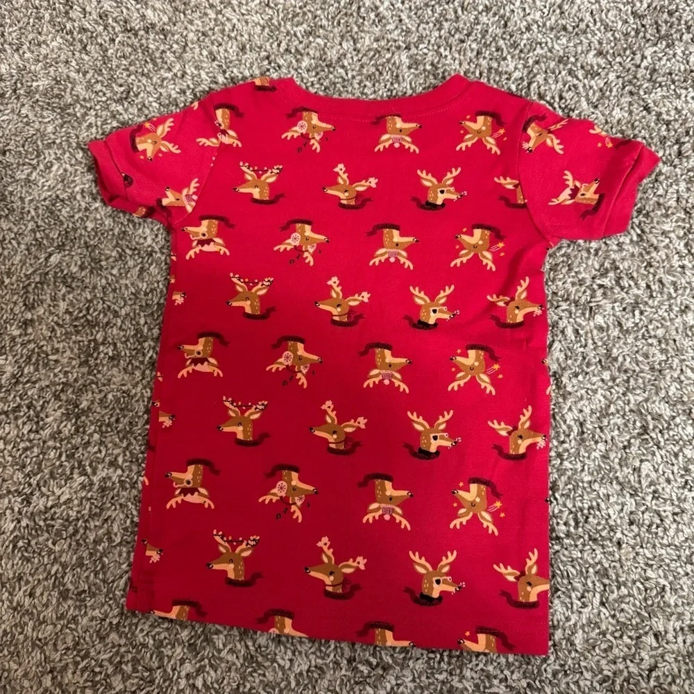 Old Navy Red Reindeer Short Sleeve Sleepwear Top and Bottom Set Size 5T